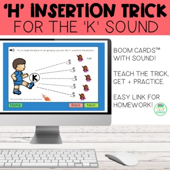 Preview of H Insertion Trick for the K Sound | Boom Cards™ | Speech Therapy