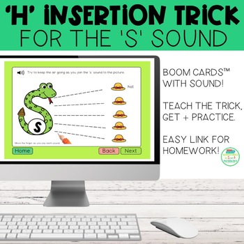 Preview of H Insertion Trick for the S Sound | Boom Cards™ | Speech Therapy