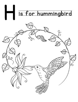 Preview of H is for Hummingbird Coloring Page Primary