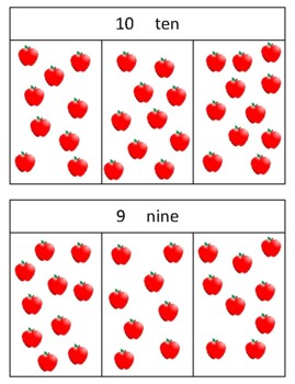 Preview of H006 (PDF): FALL|APPLES (#1-10) counting quantities (clip cards) (5pgs)