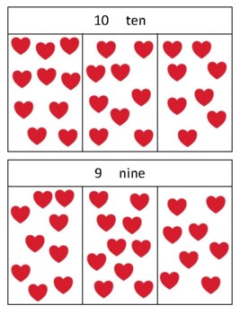 Preview of H008 (PDF): VALENTINES|HEART (#1-10) counting quantities clip cards (5pgs)