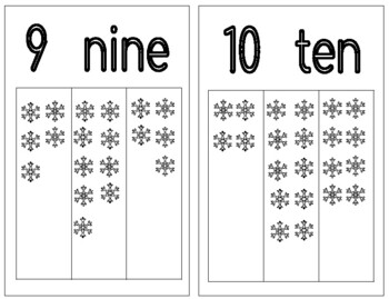 Preview of H010 (PDF): WINTER|SNOWFLAKES (#1-10) counting quantities clip cards (5pgs)