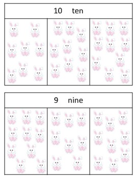 Preview of H011 (PDF): SPRING|EASTER|BUNNY (#1-10, # & words) counting quantities