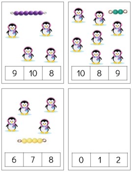 Preview of H014 (PDF): WINTER|PENGUINS (#0-11) adding|counting (beads|objects) (3pgs)