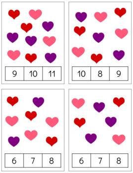 Preview of H015 (GOOGLE): VALENTINES|HEARTS (#0-11) clip cards (3pgs)
