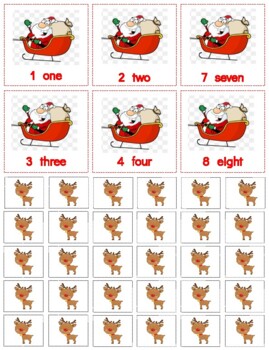 Preview of H030 (PDF): SANTA #0-10 (reindeer paper counters) (2pgs)