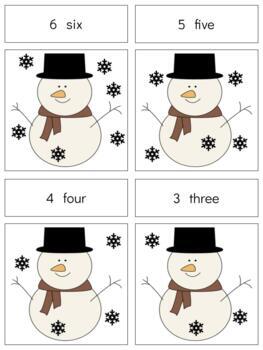 H046 (GOOGLE): WINTER|SNOWMAN (#0-11 snowflakes) 2 part cards (3pgs)