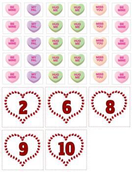 Preview of H057 (GOOGLE): VALENTINE|HEARTS (#0-10 hearts) w\paper candy counters (2pgs)
