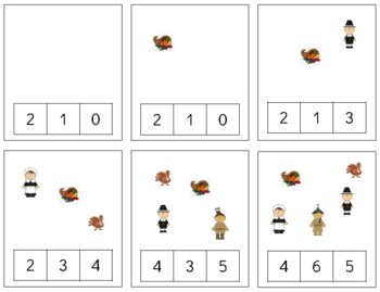Preview of H061 (PDF): FALL|THANKSGIVING (#0-11) (counting quantities) clip cards