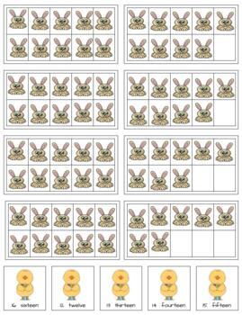 Preview of H069 (GOOGLE): SPRING|EASTER (#9-20 bunny ten frame) 2 part cards (3pgs)