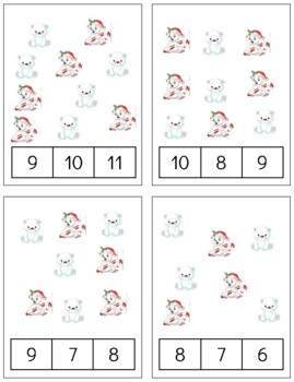 Preview of H071 (PDF): WINTER|POLAR BEAR (#0-11) (counting quantities) cards (3pgs)