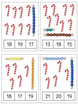 Preview of H074 (GOOGLE): CANDY CANE & beads (#10-20) (counting) clip cards (3pgs)