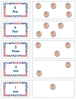 Preview of H091: (GOOGLE) PATRIOTIC|FLAGS|MONEY (#1-10) (2 part cards) (counting)
