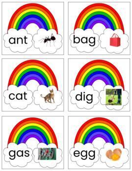 Preview of H106: (GOOGLE)RAINBOW (CVC|phonetic) image\word (1\letter sound) 2 part cds 5pgs