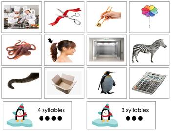 Preview of H1129 (GOOGLE): PENGUIN (1,2,3,4 syllable) cards (2pgs)