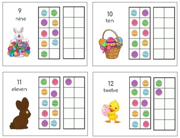 Preview of H141 (PDF): EASTER #10-20 ten frame 2 part cards (3pgs)