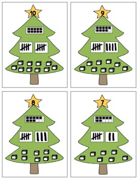 Preview of H151 (PDF): WINTER|CHRISTMAS|TREE (#0-10) (ten frame\tally\quantity) (4prts)