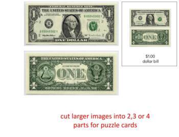 Preview of H162: MONEY|PRESIDENTS (front|back) (puzzle cards) (4pgs)