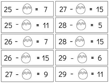 Preview of H256:  EASTER subtracting (missing numbers) egg strips (4pgs)