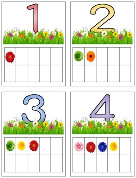Preview of H275 (PDF): SPRING|FLOWERS (#0-10) (ten frame) (2 part cards) (3pgs)