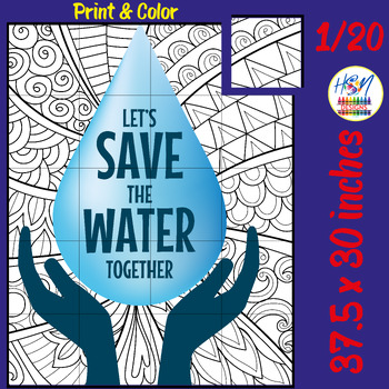Preview of World Water day Collaborative Poster Coloring Activities, Earth Day Class Decor