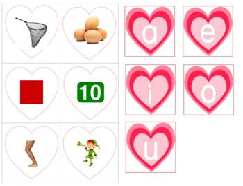 Preview of H305: HEART CVC|phonetic (middle sound|vowel) cards (3pgs) 