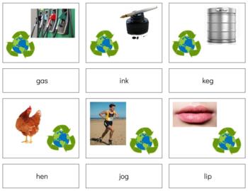 Preview of H330: EARTH DAY|RECYCLE - CVC|phonetic (image\word - 1\sound) 2 part cds (5pgs)