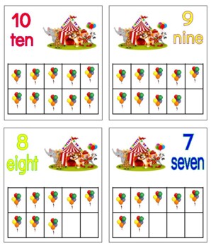 Preview of H335 (PDF): CIRCUS (#0-10) (ten frame) (2 part cards) (3pgs)