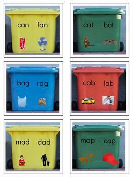 Preview of H336 (GOOGLE): RECYCLE (rhyming\word family) (2 part cards) (5pgs)