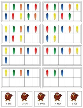 Preview of H339 (GOOGLE): FALL|THANKSGIVING (feather|turkey) (#0-10) (ten frame) 2 pt cards