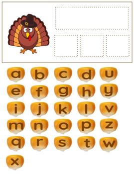 Preview of H340 (GOOGLE): FALL|THANKSGIVING  (w\corn letters) (CVC|phonetic) mat & cards