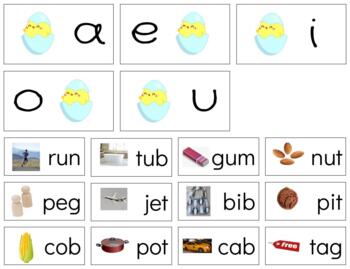 Preview of H437: SPRING|EASTER|CHICK (middle|vowel sound) (CVC|phonetic) sorting cards (3pg