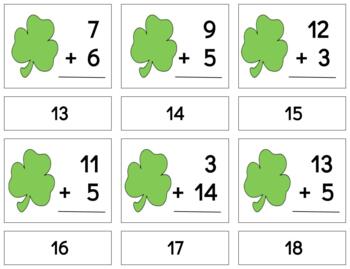 Preview of H443: ST PATRICKS|SHAMROCK (vertical) adding (sum:1to18) (3pgs)