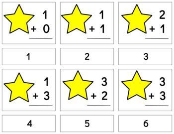 Preview of H445 (GOOGLE): STAR (vertical) adding (sum:1to18) 2 part cards (3pgs) 