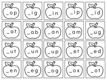 Preview of H454: APPLE word families\rhyming cards (5pgs)