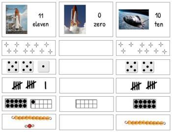 Preview of H479 (GOOGLE): SPACE (#0-11)(ten frame\beads\tally\dice\objects) 6 part cards
