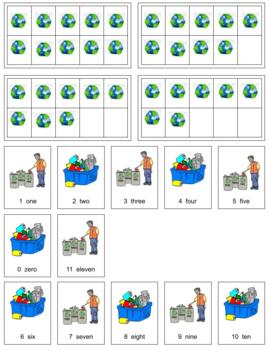 Preview of H492: SPRING|EARTH DAY|RECYCLE (#0-10 ten frame) 2 part cards (2pgs)