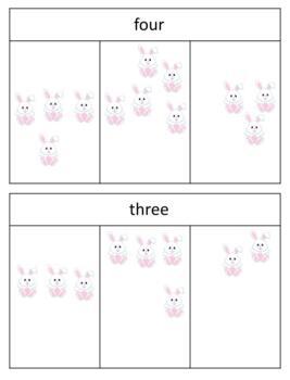 Preview of H546: SPRING|EASTER|BUNNY (#1-10, words only) counting quantities (clip cards) (