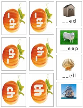 Preview of H574: FALL|PUMPKIN (SH CH TH blends) sorting cards (4pgs)