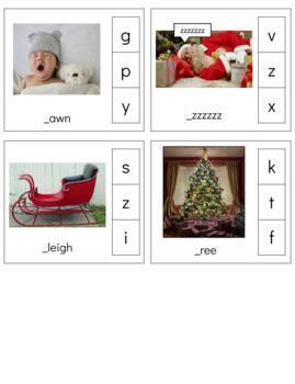 Preview of H617 (GOOGLE): CHRISTMAS (real) missing sound clip cards (1\alphabet sound)