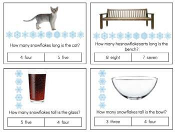 Preview of H620 (GOOGLE): SNOWFLAKE (measurement) clip cards (5pgs)