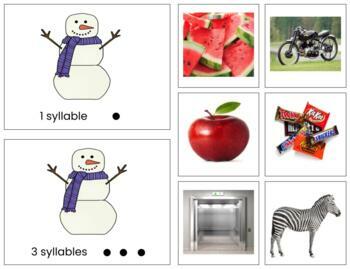 Preview of H631 (GOOGLE): SNOWMAN (1,2,3,4 syllables) sorting cards (3pgs)