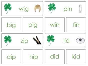 Preview of H658 (GOOGLE): ST PATRICK/SHAMROCK (RHYMING|WORD FAMILY) (3 part cards) 
