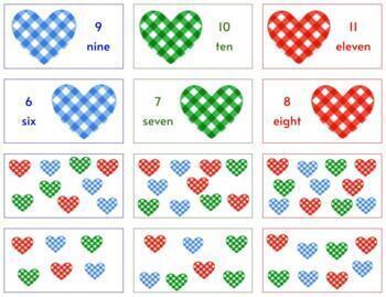 Preview of H665 (GOOGLE): VALENTINE|HEARTS (#0-11) (counting quantities) (2pgs)