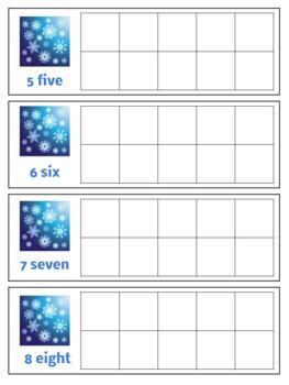 Preview of H668 (GOOGLE): WINTER/SNOWFLAKE (#0-10) (ten frame) (cards only/add counters)