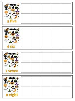 Preview of H673 (GOOGLE): HALLOWEEN (#0-10) (ten frame cards) (add counters) (3pgs)