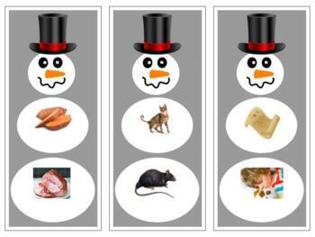 Preview of H689 (GOOGLE): SNOWMAN (image only) rhyming|word family (2 part cards) (5pgs)