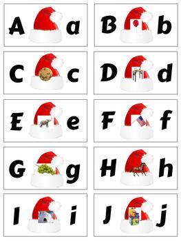 Preview of H717: (GOOGLE) SANTA HAT Upper\lower (self correcting) sound sorting cards