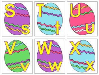 Preview of H724: EASTER|eggs (upper|lower case letters) 2 part cards (5pgs) 