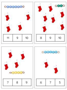 Preview of H739 (GOOGLE): CHRISTMAS|stocking & beads (#0-11) counting multiple concepts 